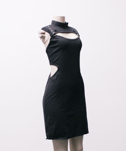 [P/M] Vestido com aberturas e detalhe de ilhóses nos ombros Shein