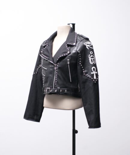[P/M] Jaqueta de courino com rebites e símbolos egípcios Vultorian Clothing