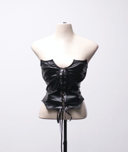 [M/G] Cropped de lycra com brilho e amarração Romwe