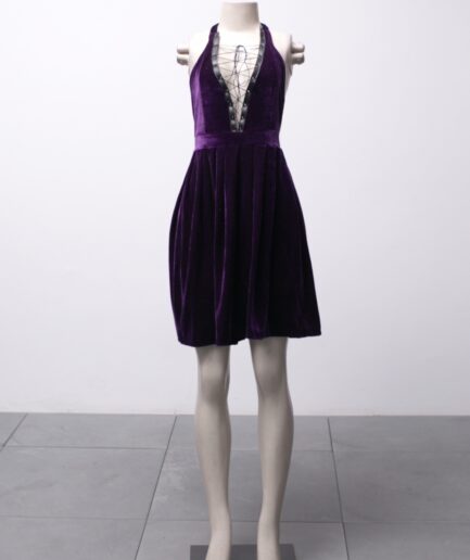[M/G] Vestido de veludo roxo com amarração Misericórdia Store