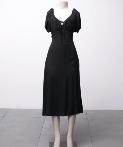 [M] Vestido midi ciganinha de viscose e amarração nas costas