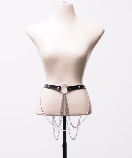 [M/G/GG] Cinto de courino com argolas, correntes e pentagramas pequenos