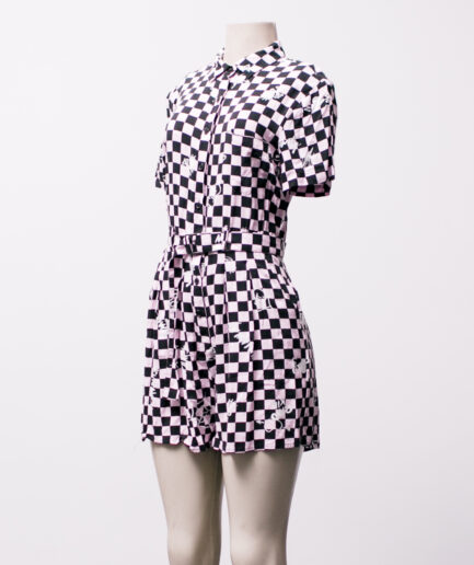 [P/M] Macaquinho quadriculado rosa com bolsos Bluesteel