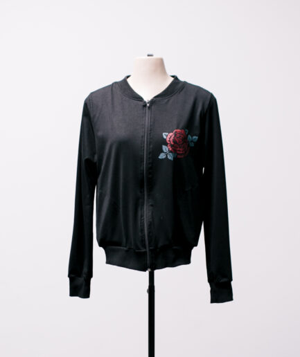 [M/G] Jaqueta com bolsos e estampa de rosa Riot