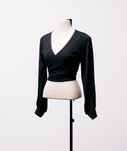 [M/G] Cropped de malha com mangas bufantes com abertura Dark Alien