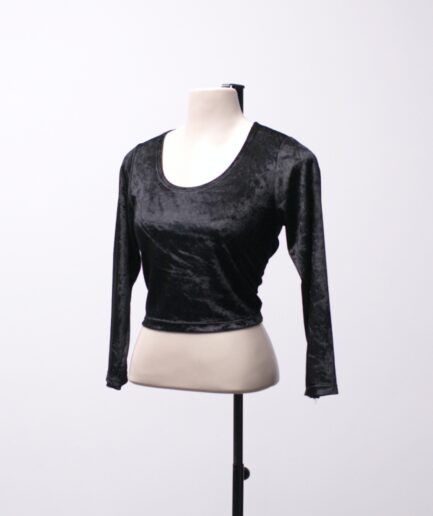 [P] Cropped manga longa de veludo Vintage