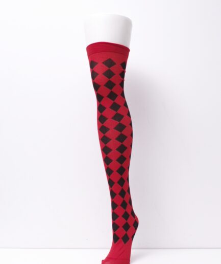 Meias 7/8 de losango vermelho e preto