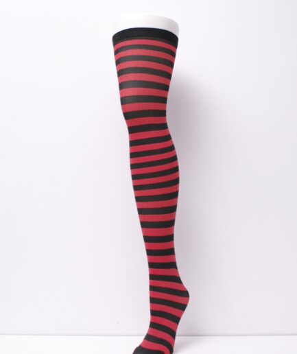 Meias 7/8 listrada vermelho e preto