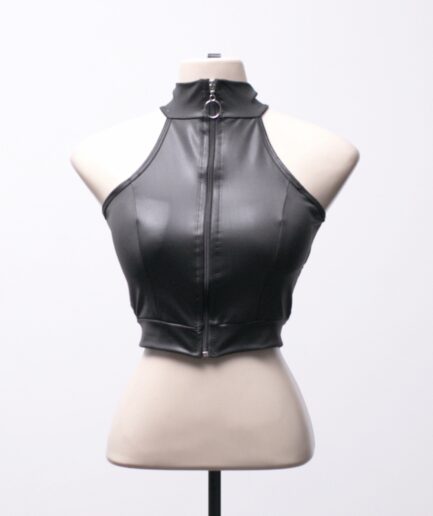 [P/M] Cropped gola alta de cirrê com zíper