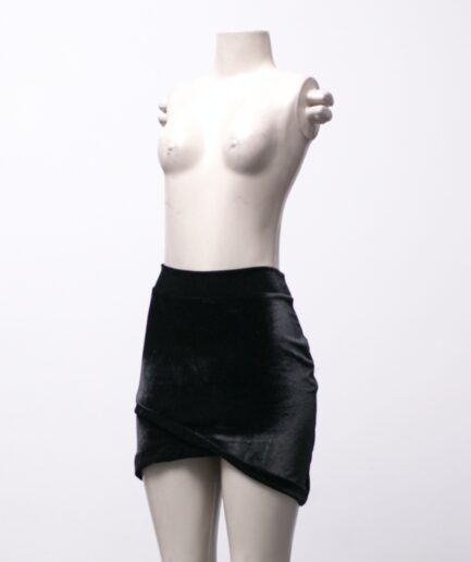 [P/M] mini-saia de veludo com detalhe cruzado