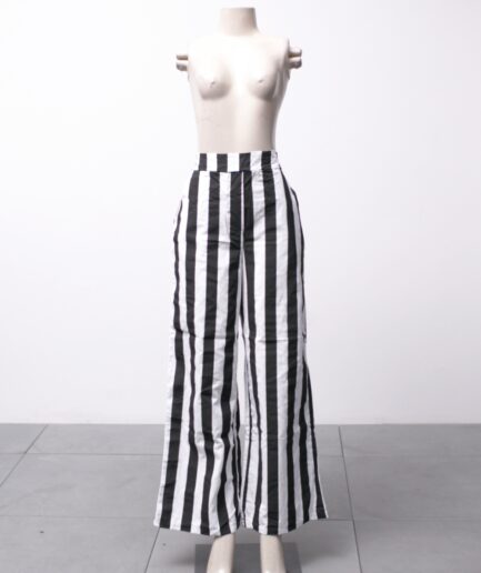 [M/G] Calça listrada com bolsos de viscose