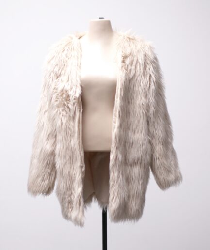 [P/M/G] Casaco alongado rose gold de pelinhos com bolsos H&M