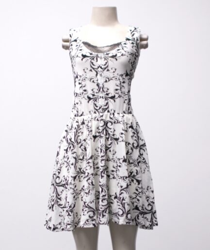 [M] Vestido rodado de tule branco com arabescos Hautextreme