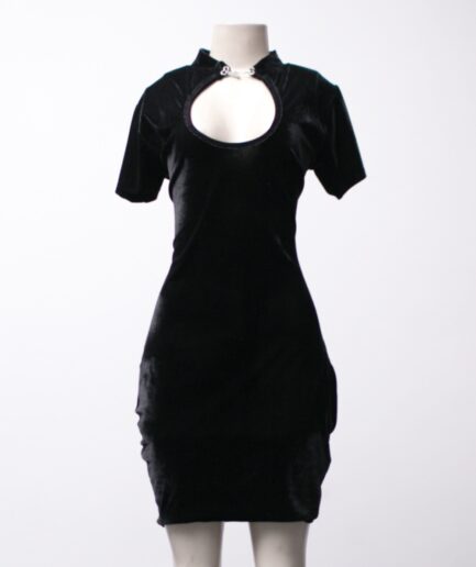 [G] Vestido de veludo justo com abertura no busto Sweet Sam