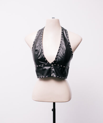 [PP] Cropped de courino com botões damned in black