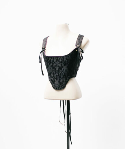 [GG] Corselet stay reversível preto x vermelho de jacquard Atelier Magicarium