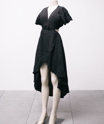 [PP/P] Vestido mullet com decote e abertura nas costas de viscose