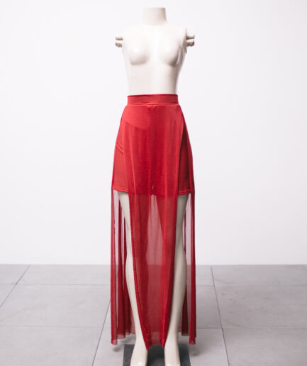 [G/GG] Shorts saia longo de tule bordô com 2 fendas