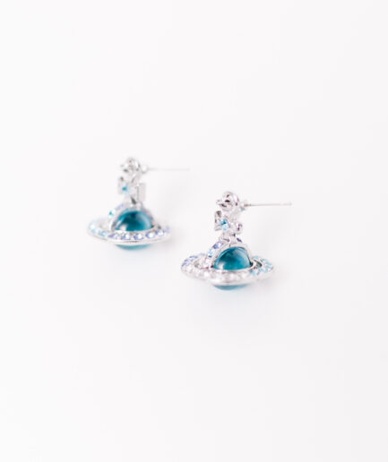 Brincos orb azul com strass