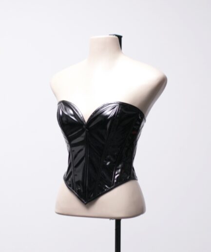 [P/M] Cropped corpete de vinil com amarração nas costas
