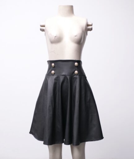 [P] Saia godê de courino com botões dourados Shein