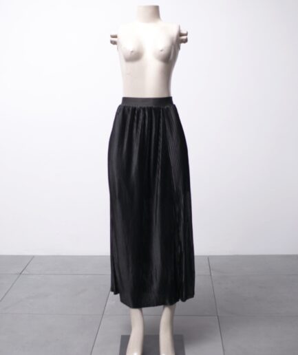 [P/M] Saia longa plissada com fenda Reversa