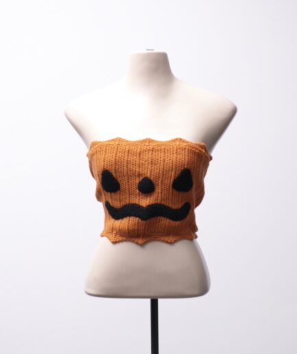 [M/G] top de tricô abóbora laranja