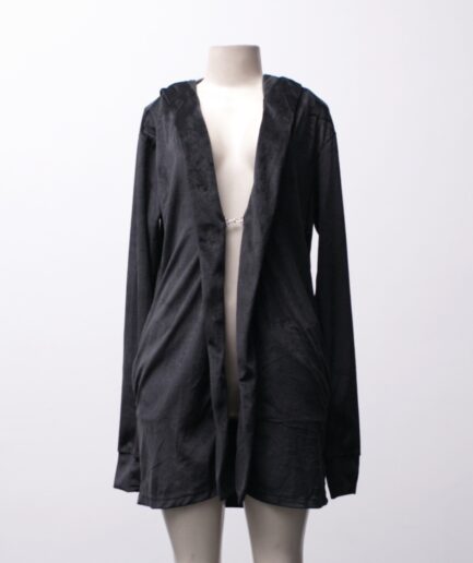 [P/M] cardigan de veludo com capuz Reversa