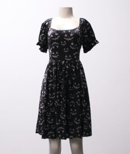 [P/M] vestido de veludo de abóboras