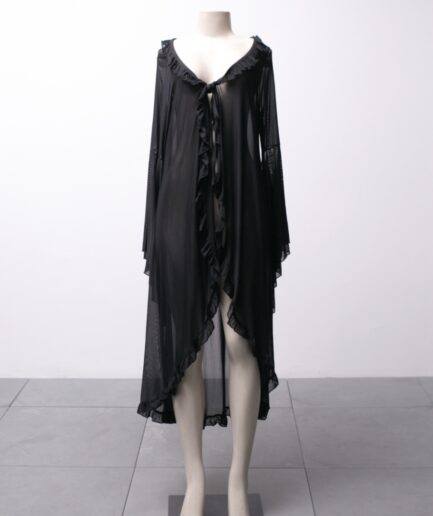 [M] penhoar de tule com babados e mangas flare