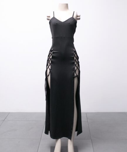 [P/M] Vestido longo com fendas e amarração Spookies