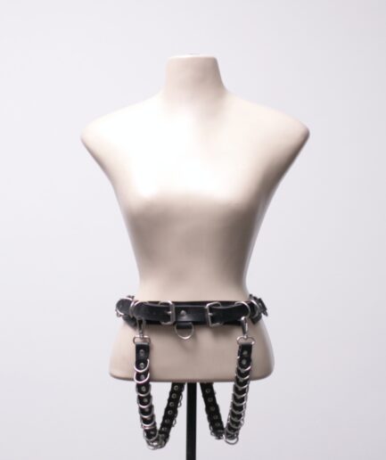 [P/M] Cinto de courino com suspensórios e argolas