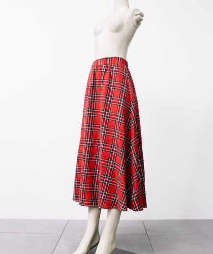[G] saia xadrez vermelha longa Shein