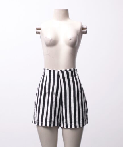 [P/M] Shorts de viscolinho listrado