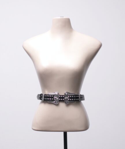 [M/G] Cinto de courino com rebites e fivelas