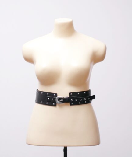 [G/GG] Cinto grosso de courino com rebites bolinha e fivela