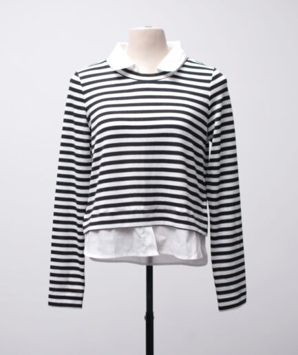 [P/M] Suéter listrado com gola social Pool