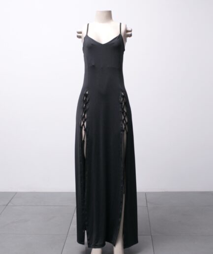 [P] vestido longo com fendas spookies
