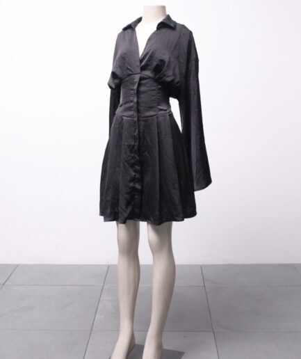 [M/G] Vestido manga longa de cetim Shein